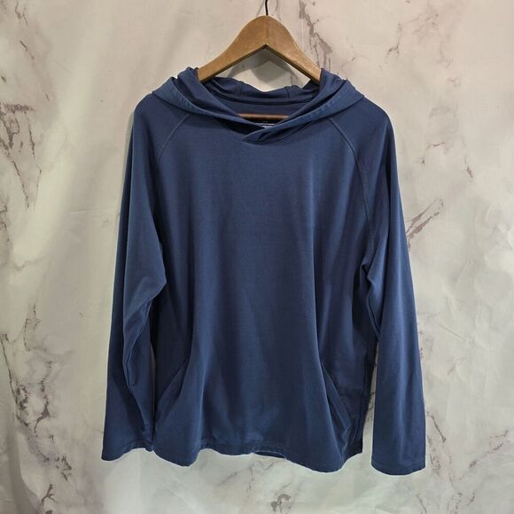 Mizzen And Main Hoodie Mens Large Blue Pullover Sweatshirt Flex 1PO 0987 - Picture 1 of 11